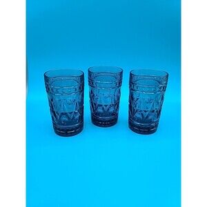 Vintage Blue Colony Park Lane Juice Glasses Set Of 3